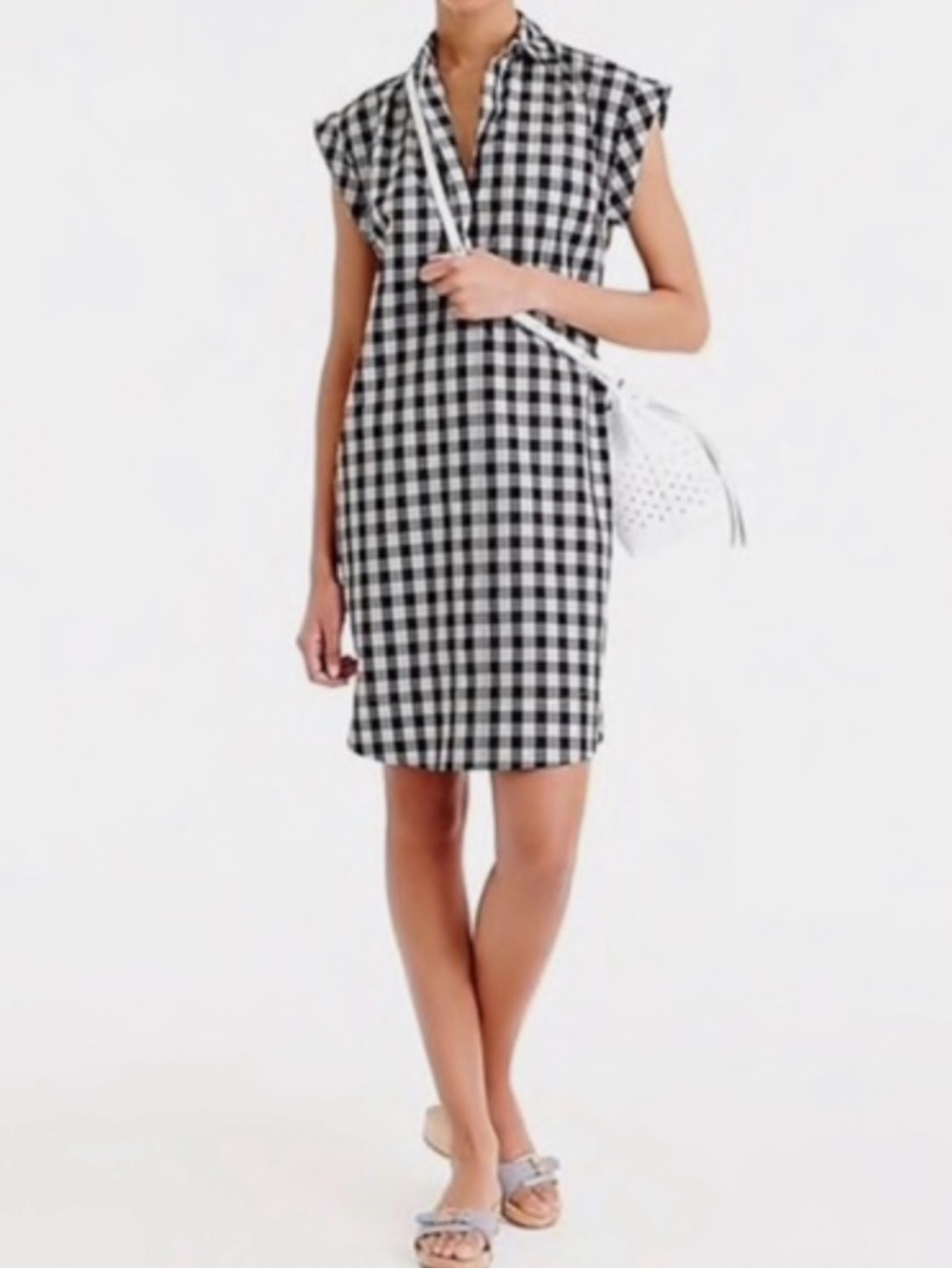 J. Crew Black and White Gingham Button-Down Shirt